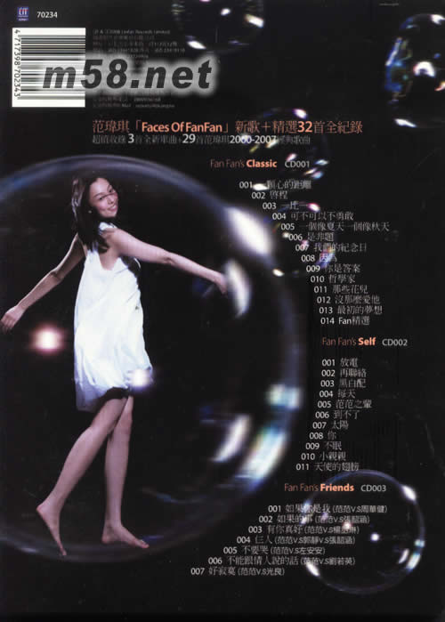 Faces Of FanFan 新歌+精選32首全紀(jì)錄(臺灣版)3CD專輯背面圖片