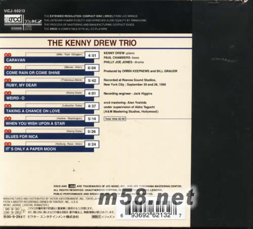 THE KENNY DREW TRIO爵士三重奏XRCD專輯背面圖片