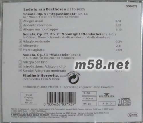 演奏貝多芬(GOLD SEAL系列)專輯背面圖片