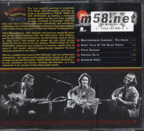 Friday Night in San Francisco(舊金山星期五之夜 三位吉它大師LIVE)專輯背面圖片