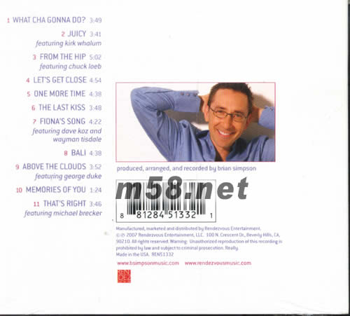 光影真情BRIAN SIMPSON ABOUVE THE CLOUDS專(zhuān)輯背面圖片