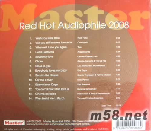 明達火熱發燒專輯 Red Hot Audiophile 2008專輯背面圖片