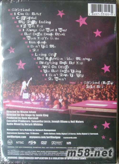 美麗壞東西世界巡迴演唱會DVD-多倫多現(xiàn)場實錄 The Best Damn Tour - Live In TorontoDVD背面圖片