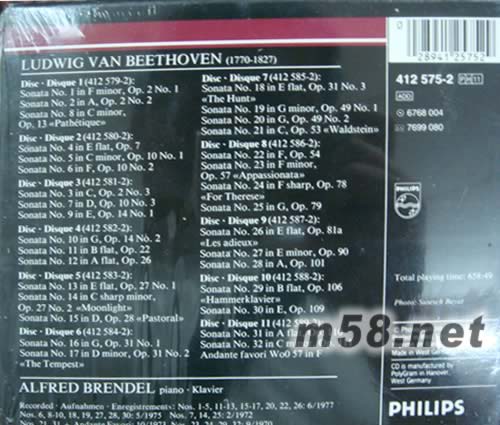 BEETHOVEN COMPLETE PIANO SONATAS(貝多芬鋼琴全集11CD套裝)專輯背面圖片