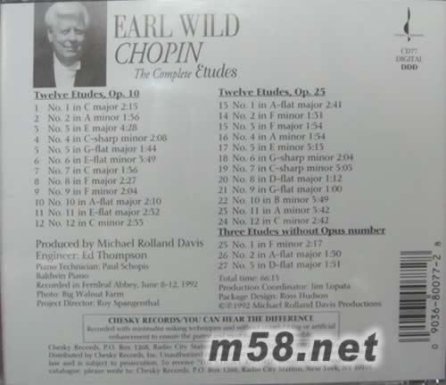 CHOPIN THE COMPLETE ETUDES肖邦鋼琴專輯背面圖片