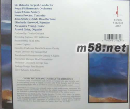 亨德的MESSIAH專輯背面圖片