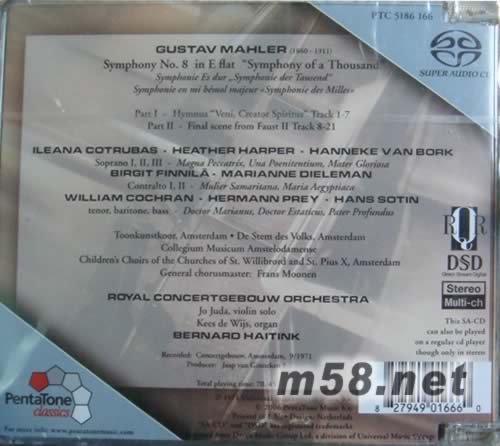 古斯塔夫.馬勒第八交響曲 “千人大合唱” SACD專輯背面圖片