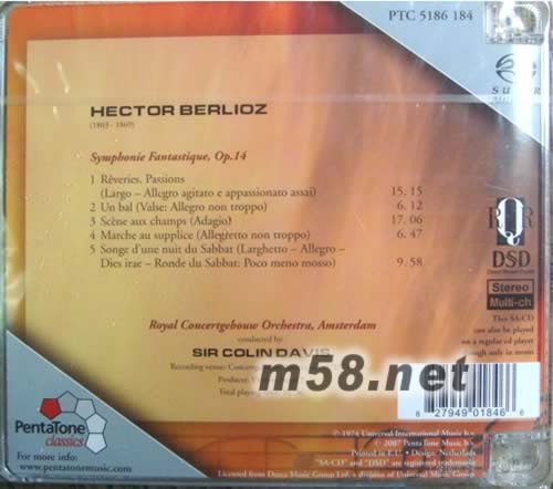 柏遼茲 幻想交響曲 混合層多聲道Berlioz Symphonie Fantastique, Op.14 SACD專(zhuān)輯背面圖片