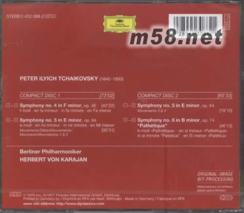 柴科夫斯基第四、六交響曲專輯背面圖片