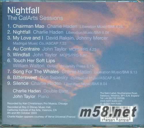 Nightfall 日落專輯背面圖片