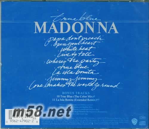 True Blue專輯背面圖片