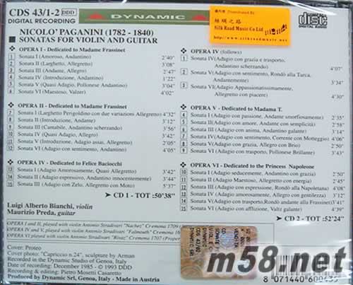 30 Sonatas for violin and guitar 30小提琴與吉他奏鳴曲專(zhuān)輯背面圖片