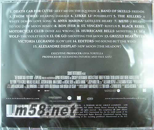 The Twilight Saga: New Moon Original Soundtrack暮光之城2:新月 電影原聲專輯背面圖片