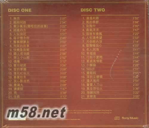 接觸2000精選專輯背面圖片