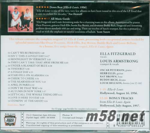 Fitzgerald, Armstrong Ella & Louis專輯背面圖片