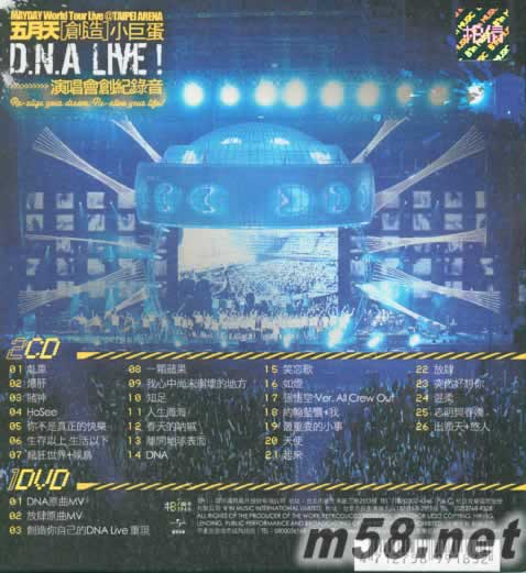 創(chuàng)造小巨蛋DNA LIVE!! 演唱會創(chuàng)紀錄音(2CD+DVD)專輯背面圖片