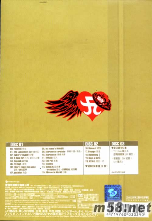 亞洲之旅演唱會Ayumi Hamasaki Asia Tour 2008 ~10th Anniversary~(臺灣版)專輯背面圖片