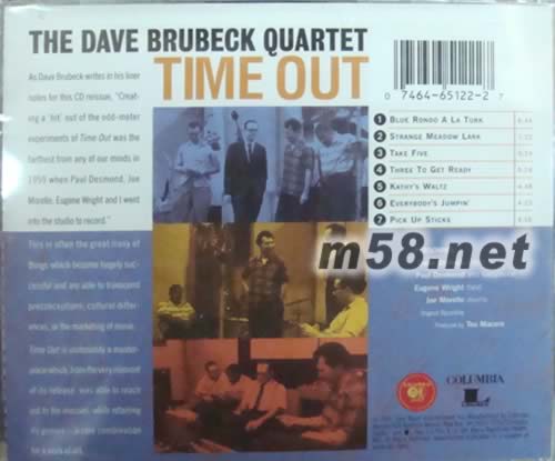 超時 THE DAVE BRUECT QUARTET TIME OUT專輯背面圖片
