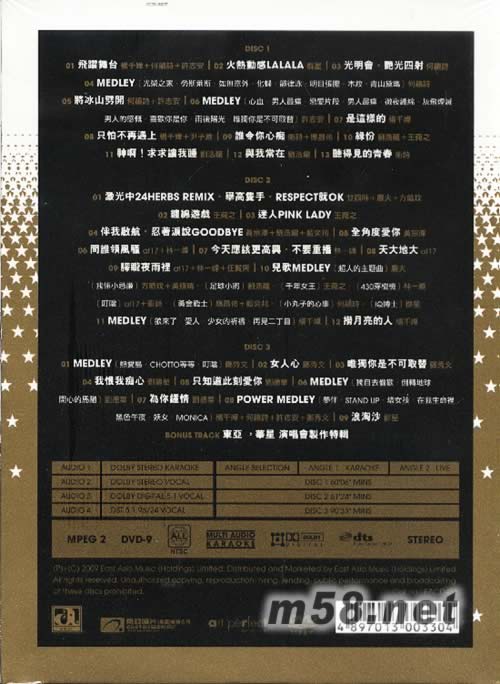 樂壇巨星-東亞華星演唱會 DVD專輯背面圖片