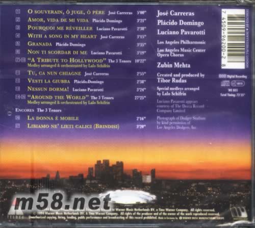 In Concert 19941994年世界盃-世紀重逢演唱會 CD德版專輯背面圖片