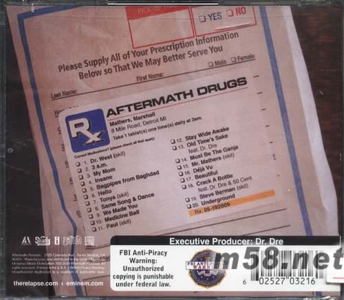 RELAPSE 美版專輯背面圖片