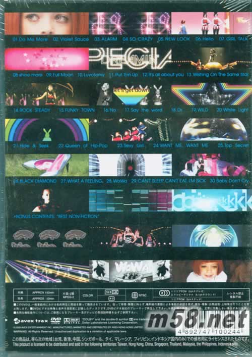 BEST FICTION TOUR 2008-2009 巡回演唱會DVD 香港版專輯背面圖片