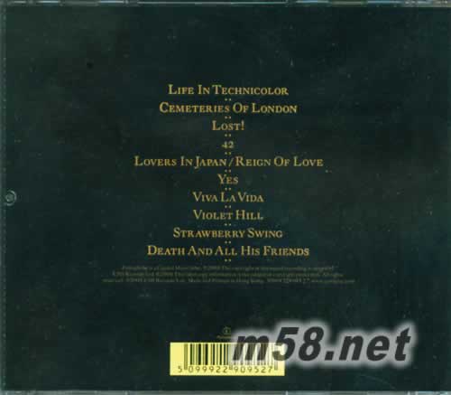 玩酷人生Viva la Vida or Death and All His Friends 香港版專輯背面圖片