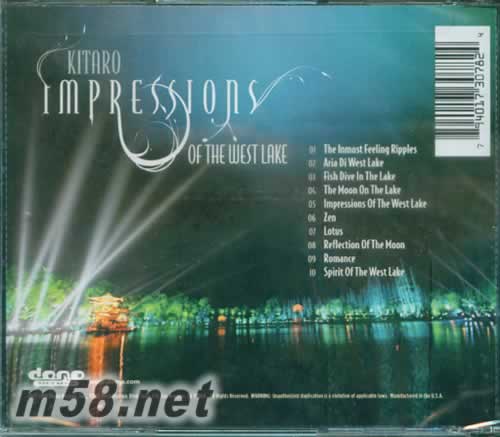 印象西湖 kitaro impressions of the west lake (新世紀(jì)純音樂)專輯背面圖片