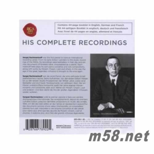 拉赫曼尼諾夫 演奏錄音全集 His Complete Recordings 10 CD專輯背面圖片