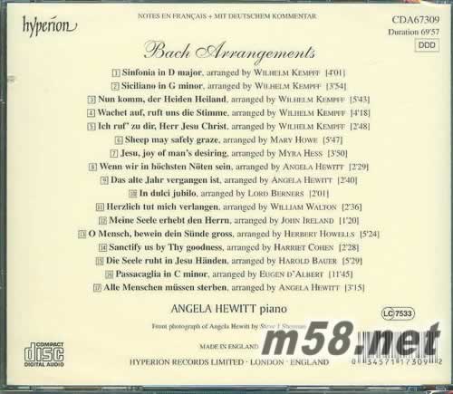 巴赫 鋼琴作品專輯背面圖片