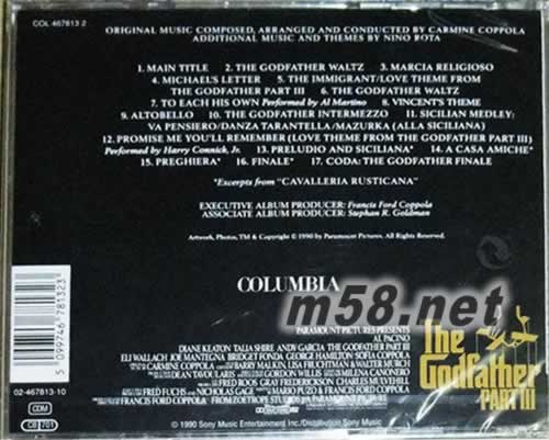 教父III 3 The Godfather Part III CD專輯背面圖片