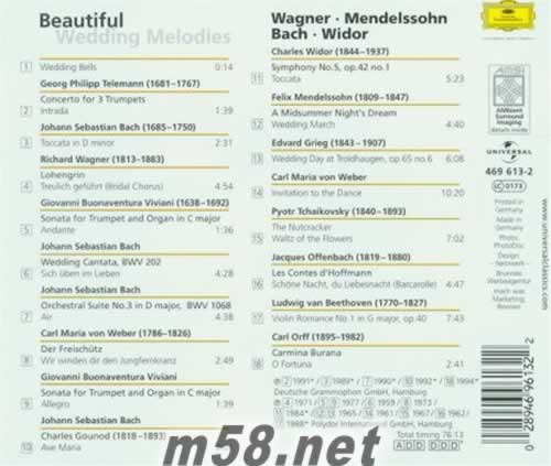 優美的婚禮旋律Beautiful Wedding Melodies專輯背面圖片