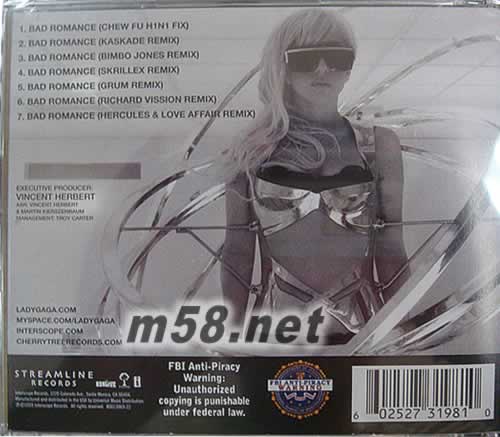 Bad Romance The Remixes 美國版專輯背面圖片