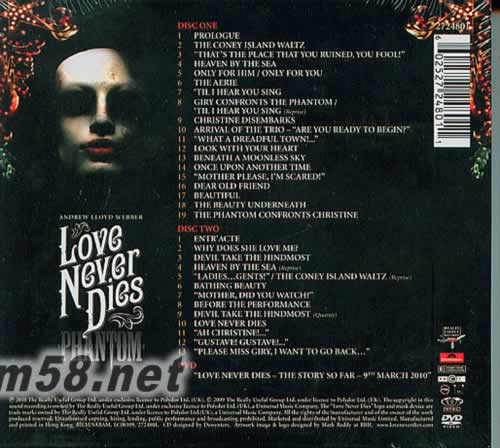 Love Never Dies(Deluxe Edition)歌劇魅影完結篇‧愛無止盡(全劇2CD+DVD典藏盤)專輯背面圖片