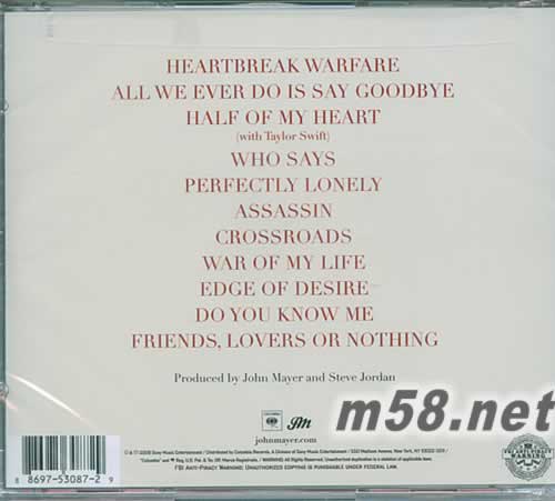 John Mayer Battle Studies 美國版專輯背面圖片