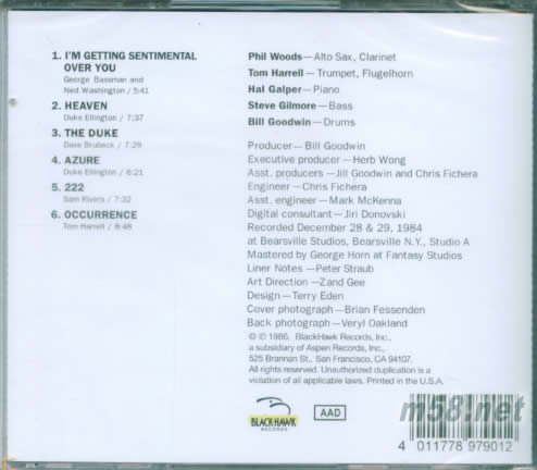 Phil Woods-Heaven BLACK HAWK專輯背面圖片