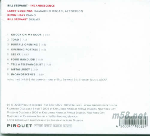 Incandescence專輯背面圖片