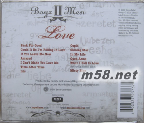 大人小孩雙拍檔Boyz II Men LOVE專輯背面圖片