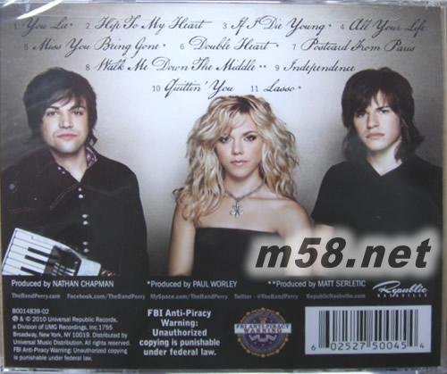 BAND PERRY 美版專輯背面圖片