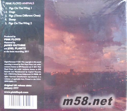 Animals動物(美版)專輯背面圖片