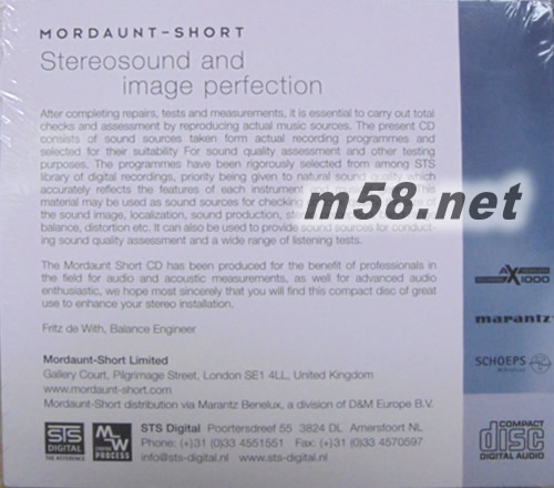 STEREOSOUND AND IMAGE PERFECTION 英國敏特聲MORDAUNT-SHORT 40周年紀念專輯專輯背面圖片