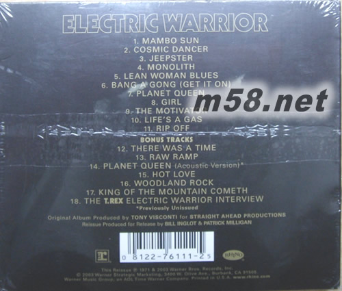 Electric Warrior專輯背面圖片
