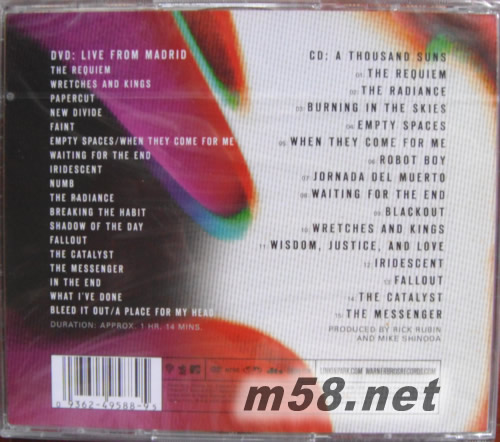 A THOUSAND SUNS 烈日千陽(歐版 紅色封面)專輯背面圖片