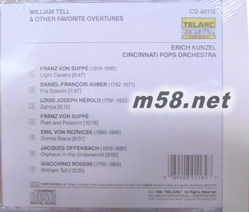 WILLIAM TELL ORTHER FAVORITE OVERTURES KUNZEL (24K金限量版)專輯背面圖片