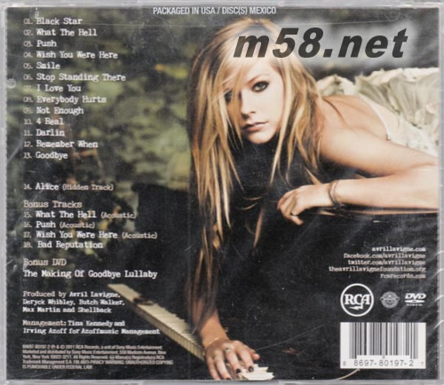 Goodbye Lullaby Deluxe Edition 再見搖籃曲 (美版)專輯背面圖片