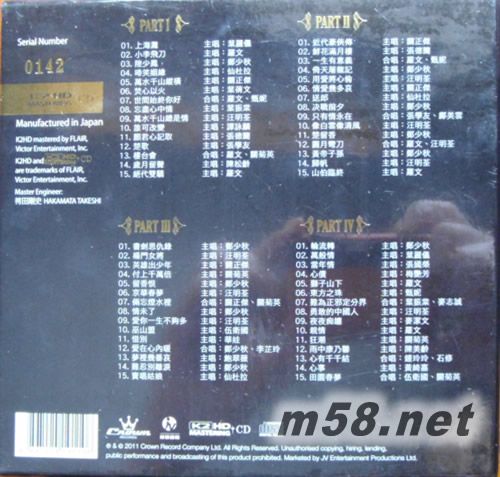 顧嘉輝 大師經(jīng)典 (4 K2HD套裝)限量版專輯背面圖片