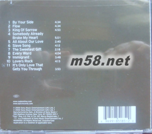 Lovers Rock情人寶石 歐版專輯背面圖片