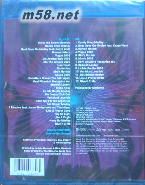 STICKY&SWEET TOUR 歐版RLU-RAY藍光碟專輯背面圖片