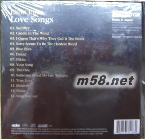Love Songs (環球K2HD系列)專輯背面圖片