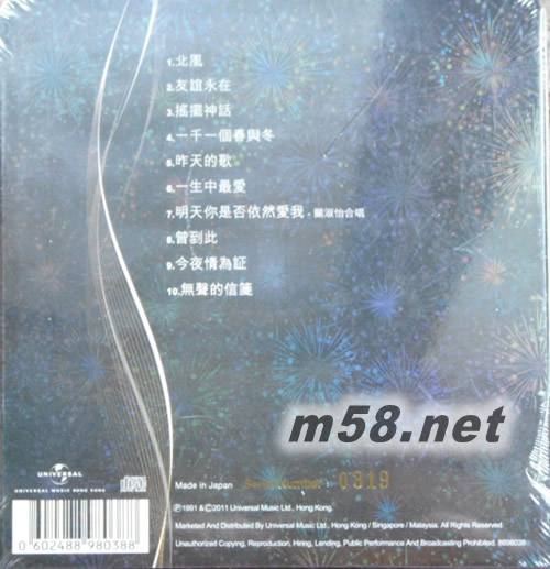 神話1991 20周年 24K GOLD 黑色封面專輯背面圖片